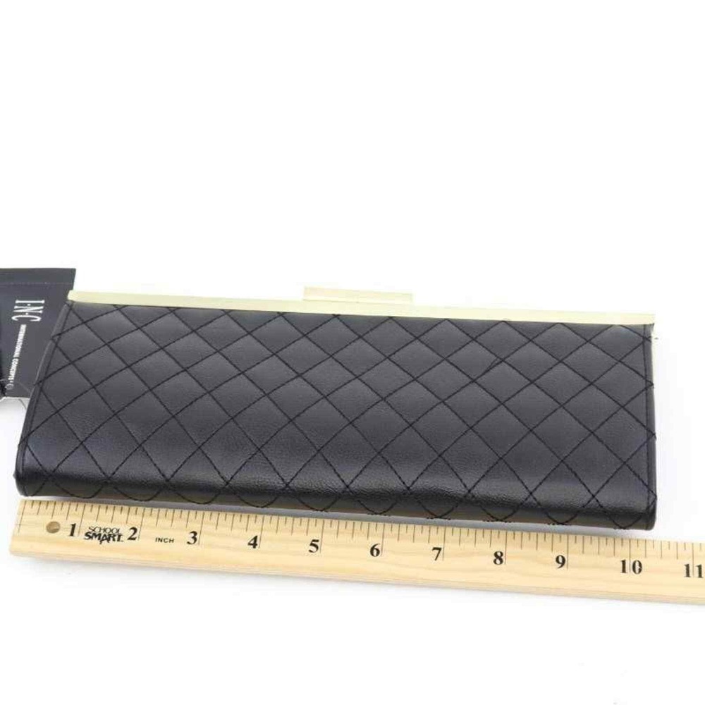 INC International Concepts Black Quilted Clutch Evening Party Purse - Picture 6 of 10
